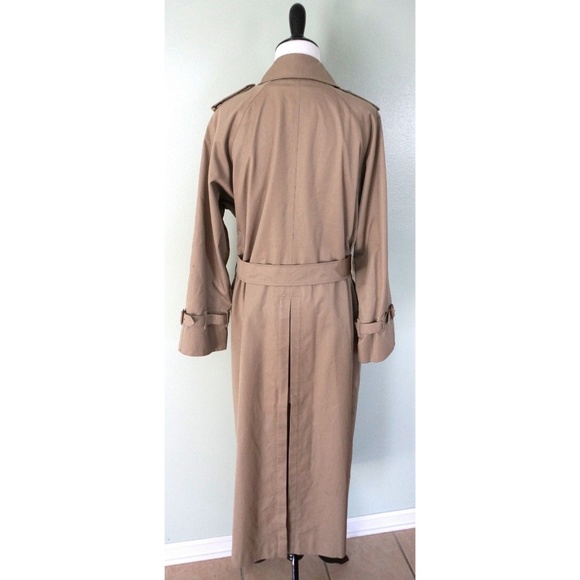 Vtg BURBERRYS' Khaki Nova Long Trench Coat Size 8 - Picture 3 of 8